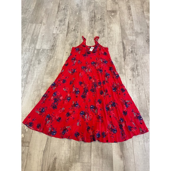 Torrid 2X Maxi Dress Red Floral Print Sleeveless Summer Casual Trapeze NEW - Picture 2 of 7